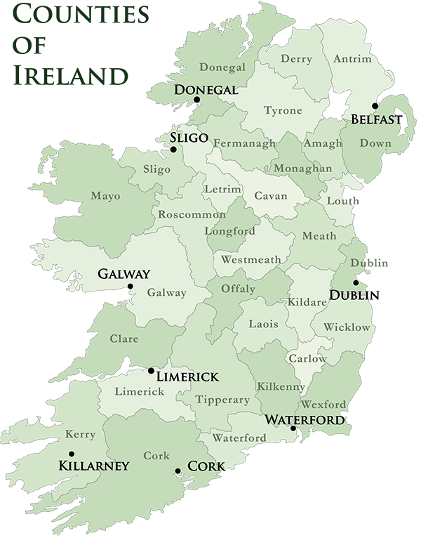 Mac Tours Ireland's Counties Map