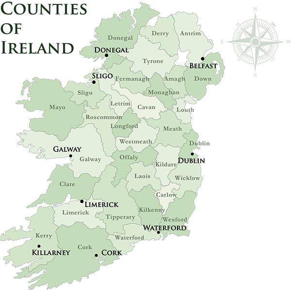 Mac Tours Ireland County Boundaries Map