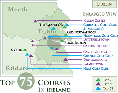 Mac Tours Ireland Master Golf Map Dublin Section